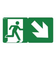Pictogramme autocollant pour signalisation d'évacuation avec flèche 45° pour BAES et LSC Uraproof V