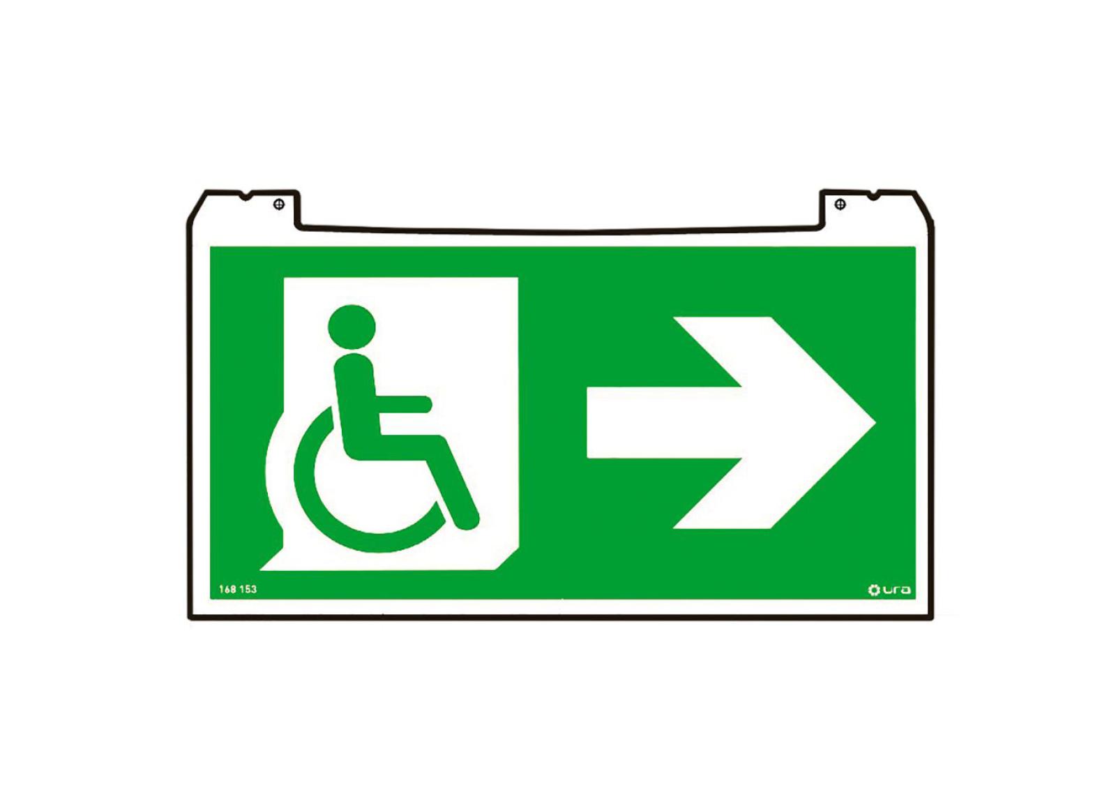 Porte-pictogramme réversible signalisation Évacuation Practice Evolution avec Personne à Mobilité Réduite PMR et flèche Porte-pictogramme réversible signalisation Évacuation Practice Evolution avec Personne à Mobilité Réduite PMR et flèche