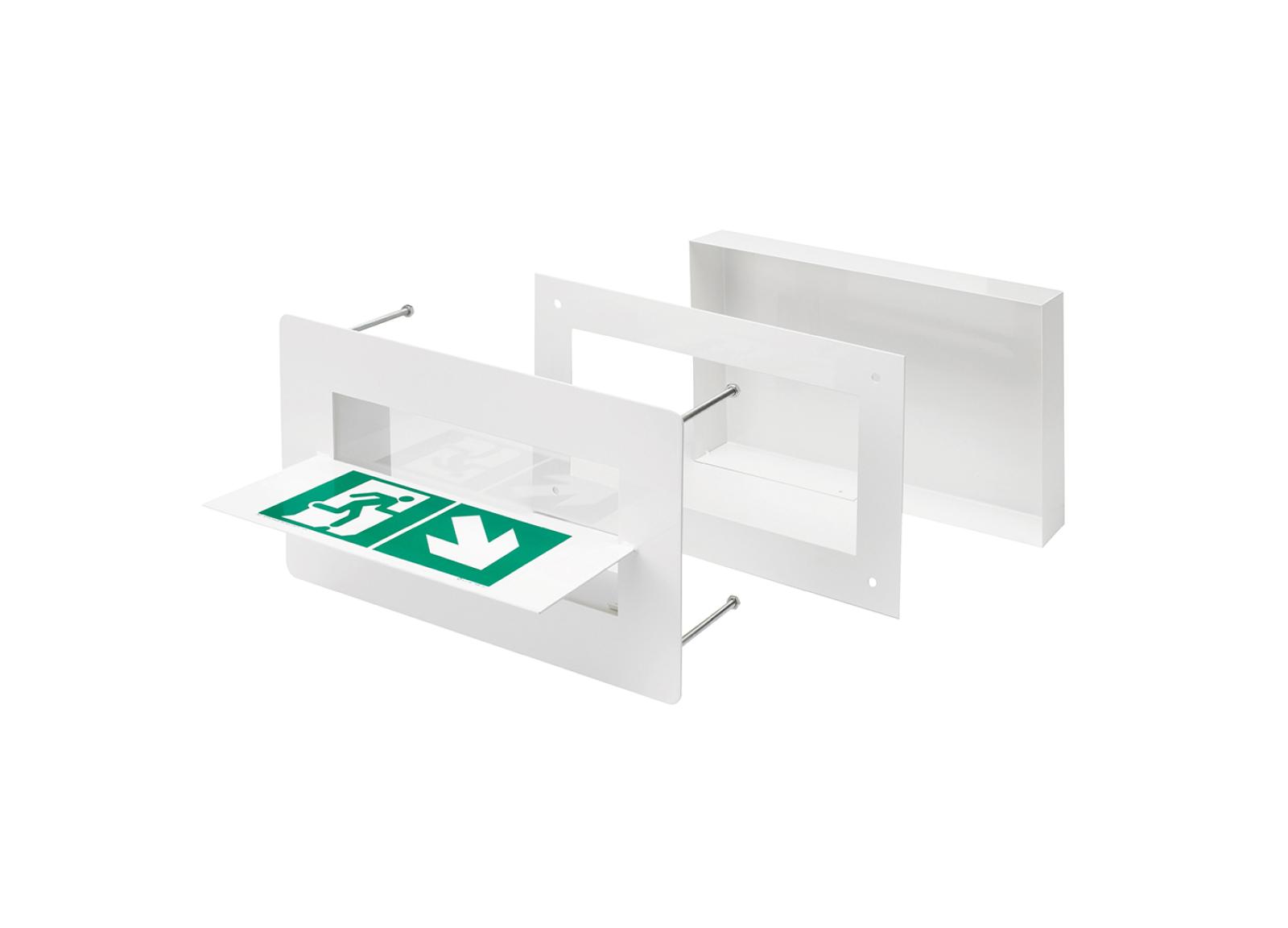 Cadre d’encastrement Uraone et Uralife avec porte pictogramme sur la tranche pour salle blanche Cadre d’encastrement Uraone et Uralife avec porte pictogramme sur la tranche pour salle blanche