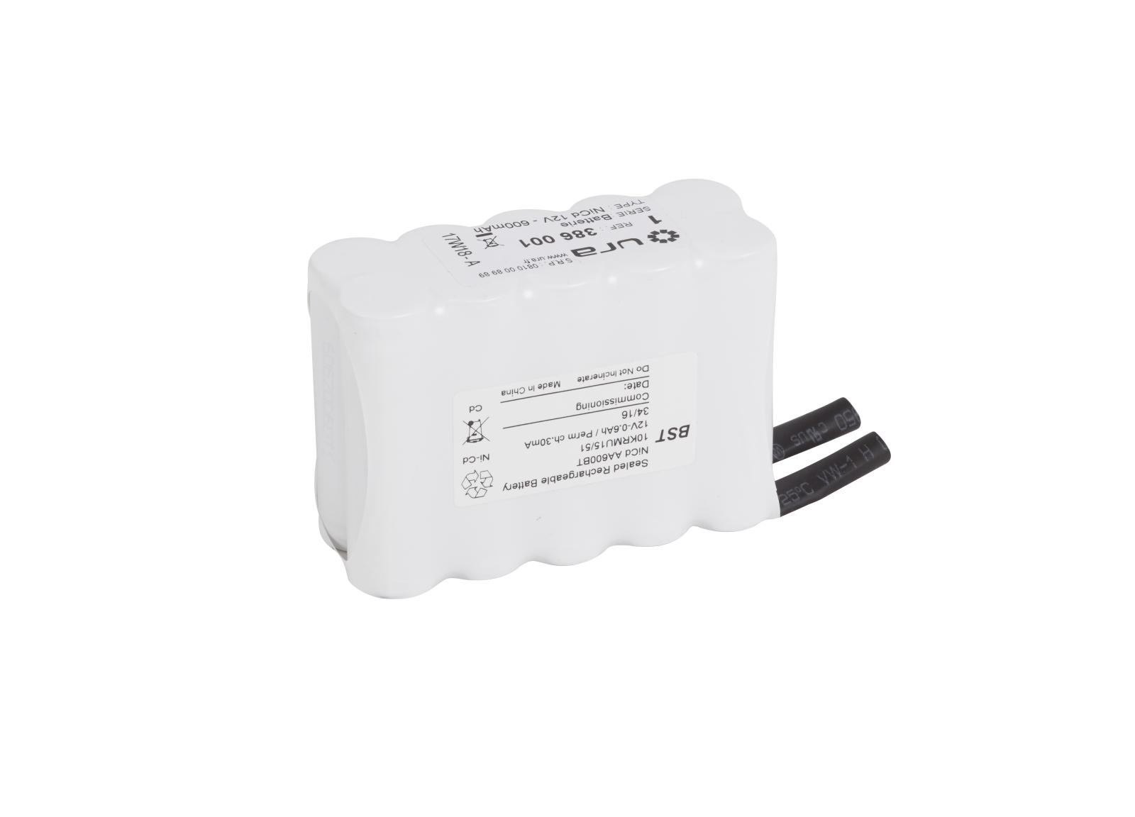Batterie Nickel Cadmium Ni-Cd 12V 600mAh pour alarme incendie Batterie Nickel Cadmium Ni-Cd 12V 600mAh pour alarme incendie