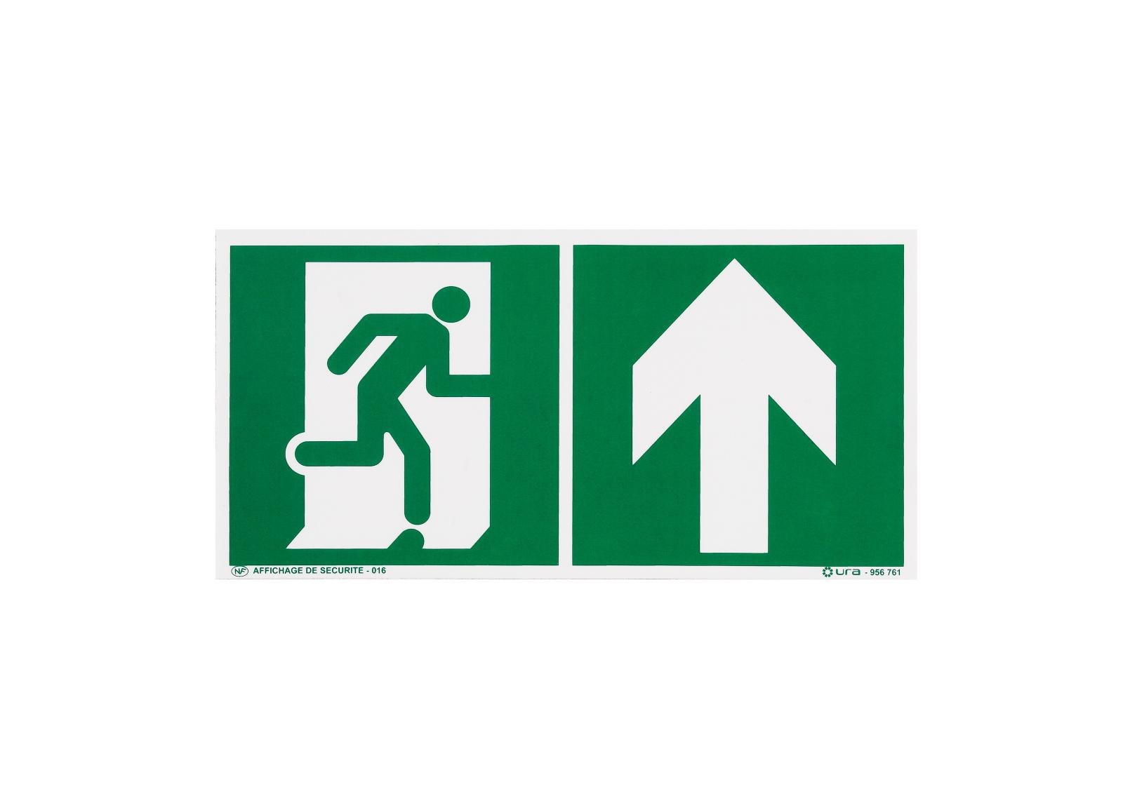 Pictogramme autocollant pour signalisation Évacuation avec symbole flèche vers le haut